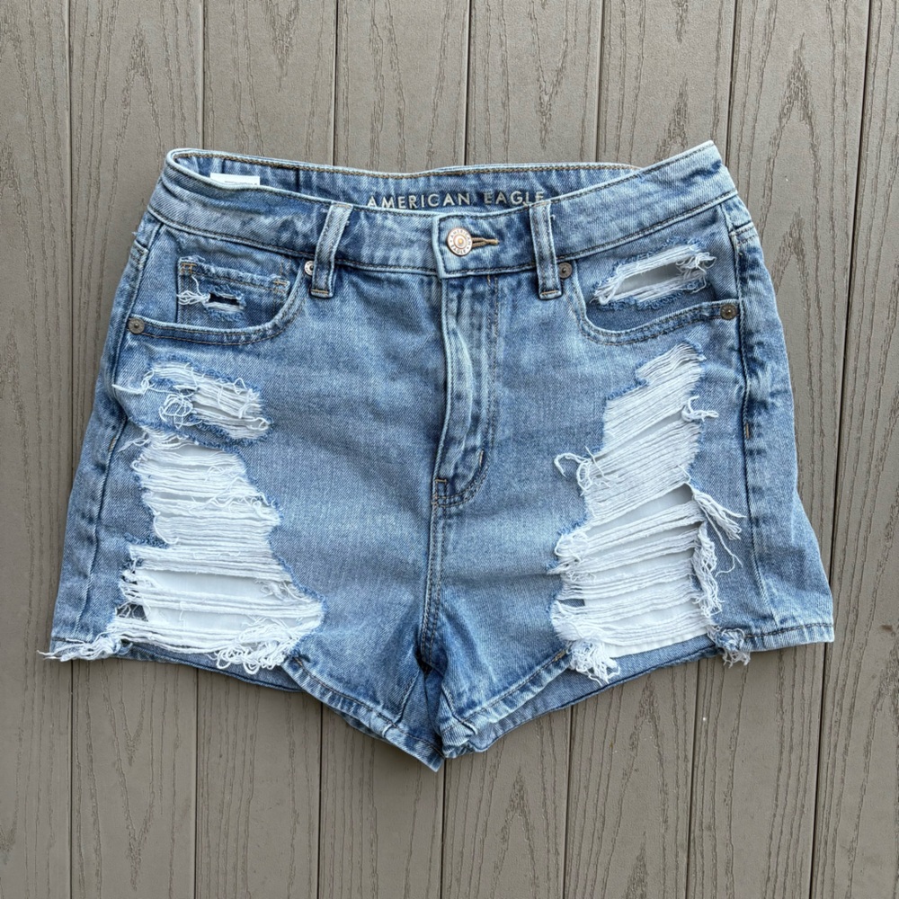 AEO High Waisted Distressed Mom Shorts
